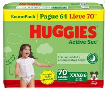 Pañales Huggies Active Sec XXXG 70u