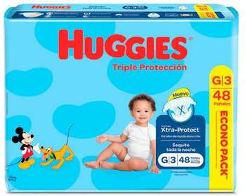 Pañales Huggies Triple Protección G 48u