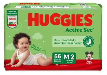 Pañales Huggies Active Sec XG 74u