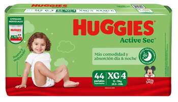 Pañales Huggies Active Sec XG 44u