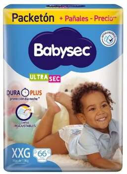 Pañales Babysec UltraSec XXG 66u