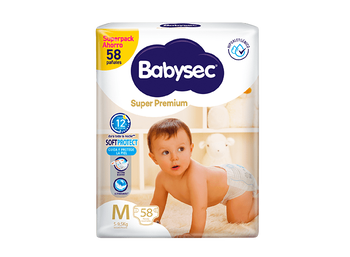 Pañales Babysec Super Premium M 58u