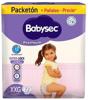 Pañales Babysec Premium XXG 72u
